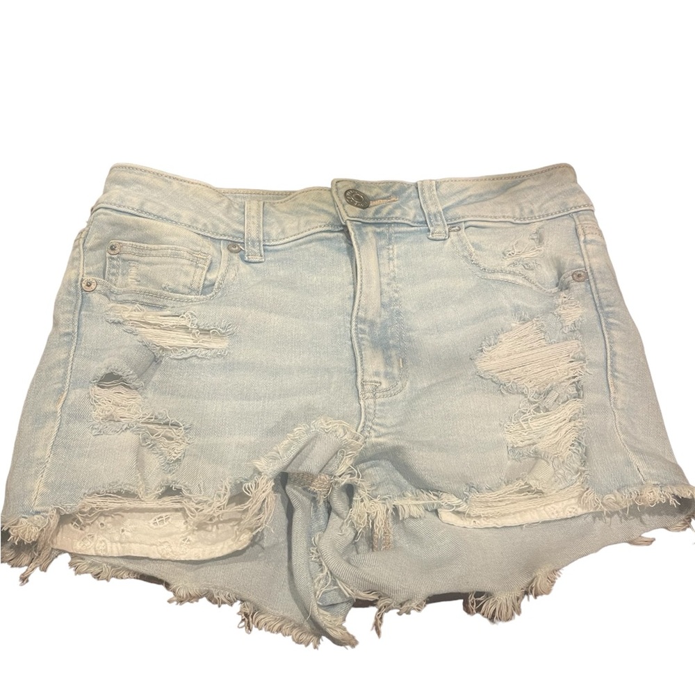 American eagle light wash high rise denim short size 6